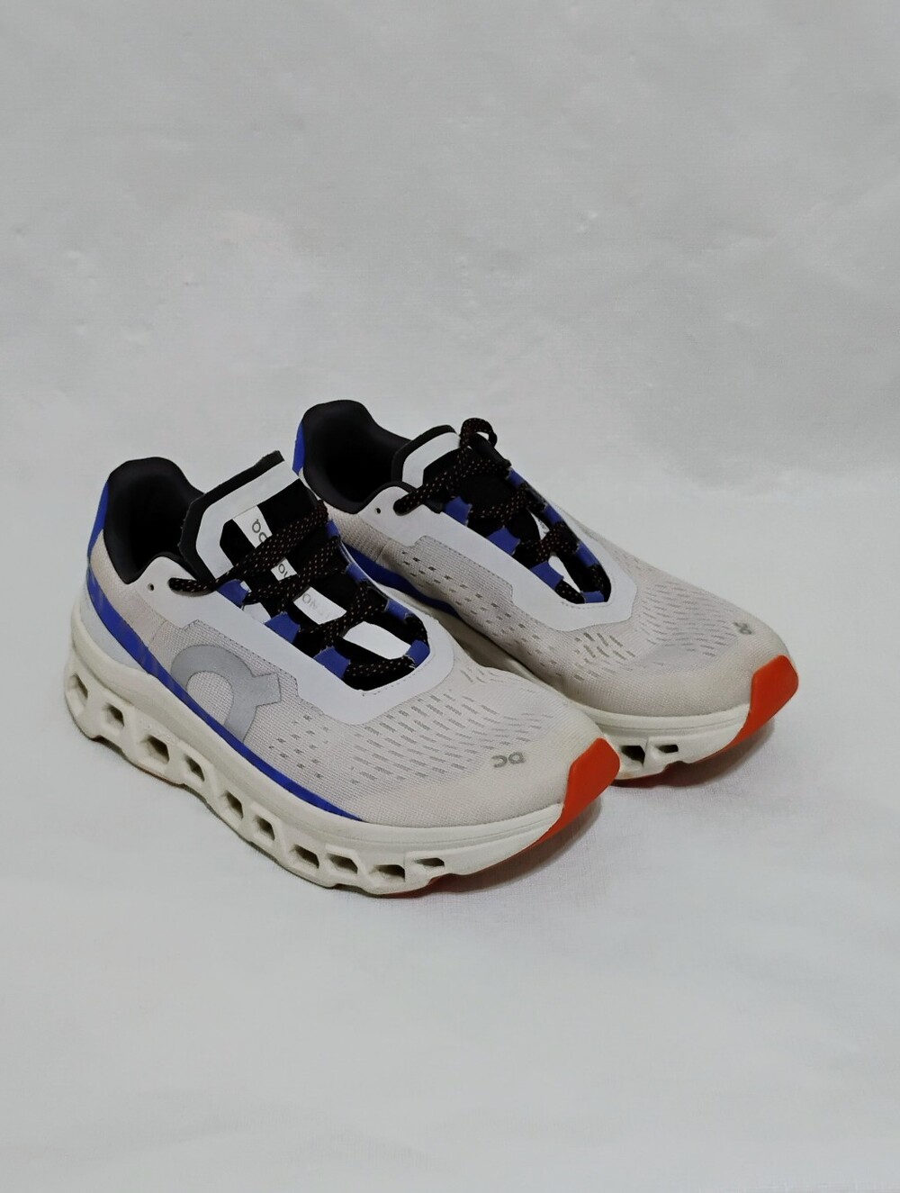Women's On Cloudmonster Frost White Cobalt Blue Cloud Running Shoes Size 8